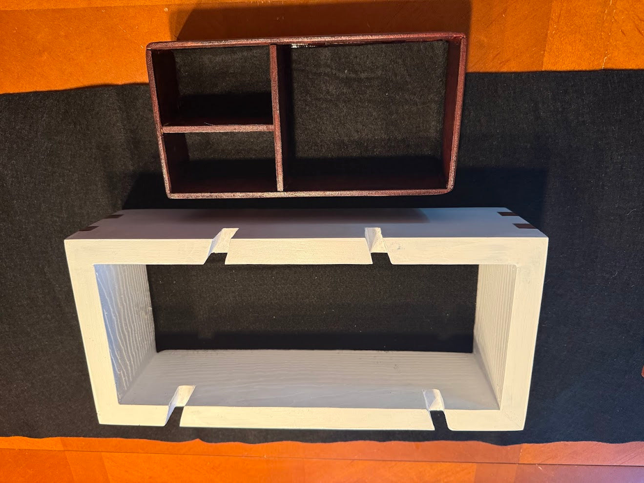 The "Art Deco Valet" Storage Box: Wana (Red Louro)/Cherry Accents & White Finish